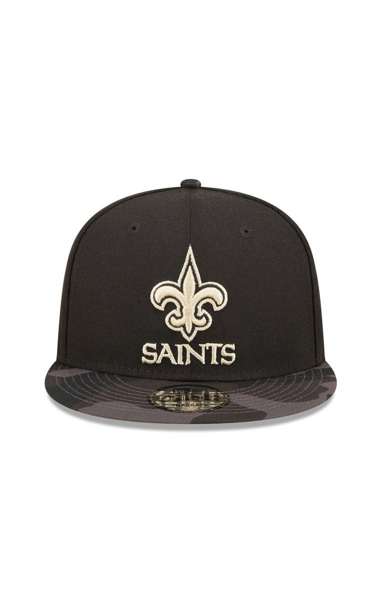 New Era Men's New Era Black/Camo New Orleans Saints Camo Vizor 9FIFTY Snapback Hat, Alternate, color, 