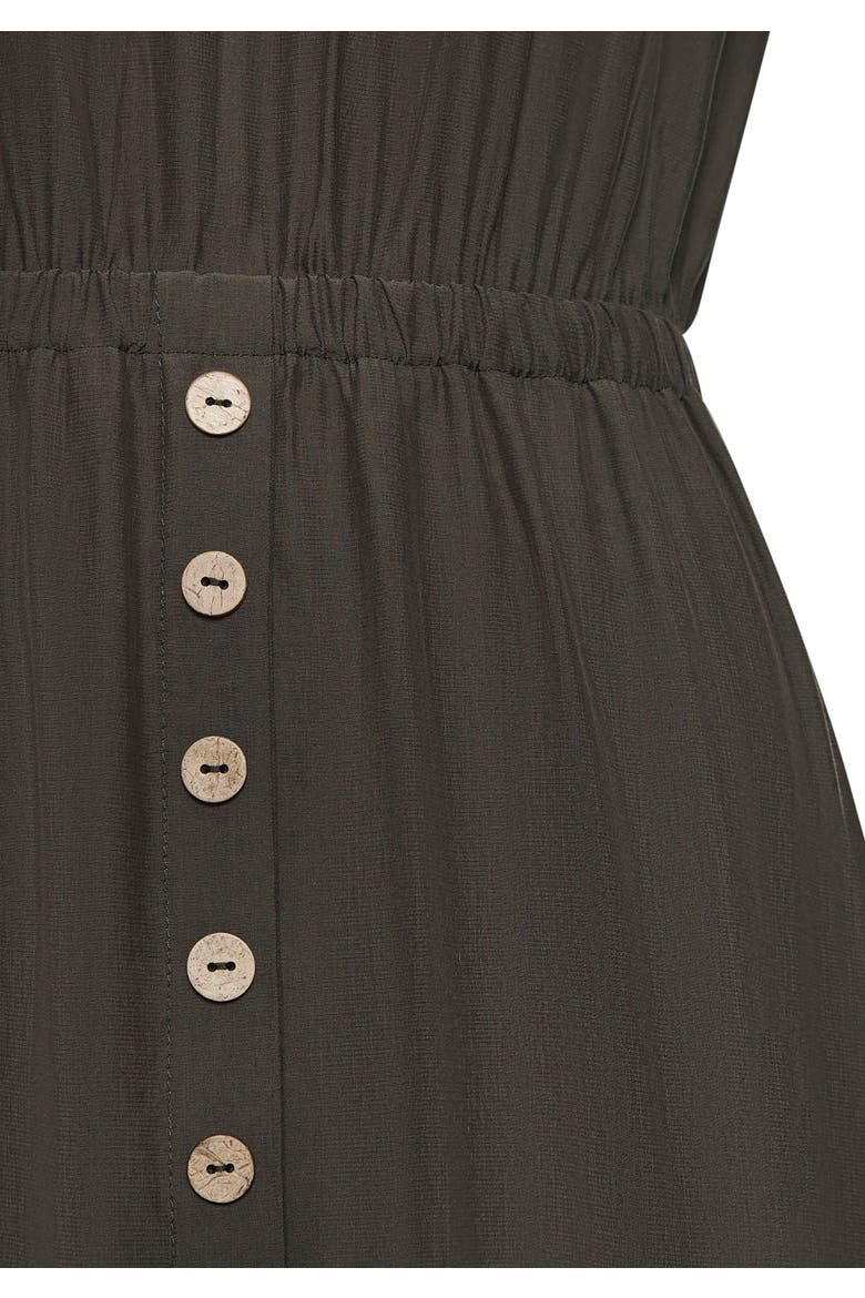 Button Detail Front Slit Dress, Alternate, color, Olive