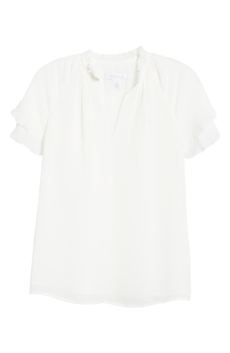 Nordstrom Signature Split Neck Silk Top, Alternate, color, 