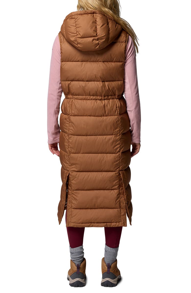 Columbia Pike Lake II Water Repellent Insulated Longline Hooded Vest, Alternate, color, Camel Brown 224