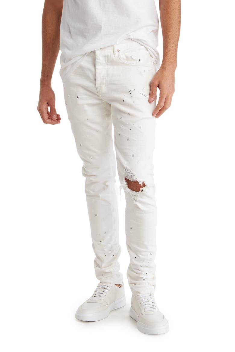 Low Rise Skinny Jeans, Main, color, OPTIC WHITE PAINT BLOWOUT