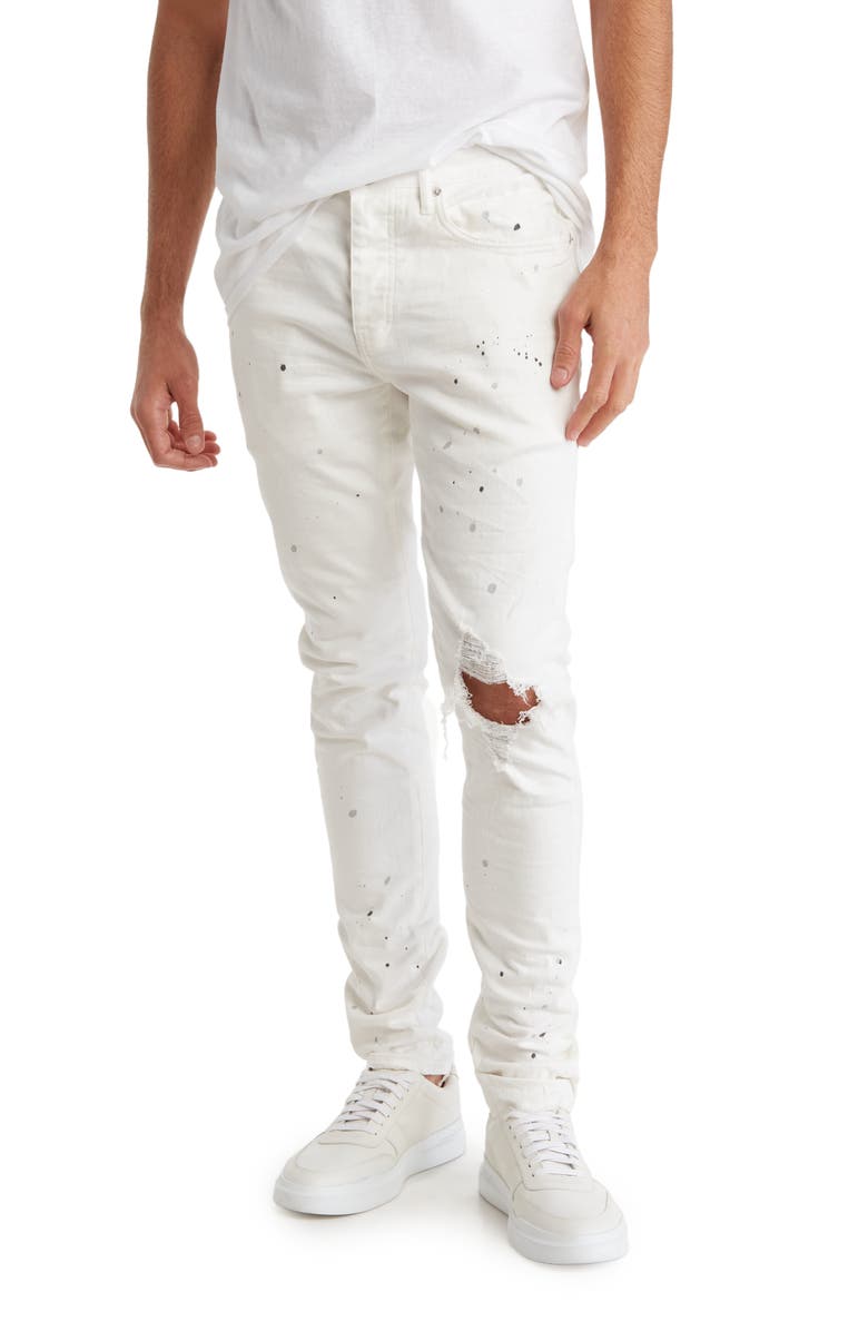 PURPLE BRAND Low Rise Skinny Jeans, Main, color, Optic White Paint Blowout