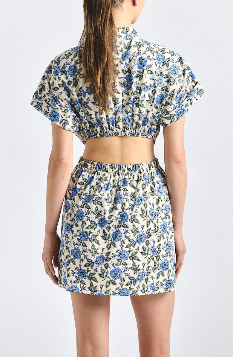 Derek Lam 10 Crosby Alba Cutout Back Mini Shirtdress, Alternate, color, Blue Bell Floral