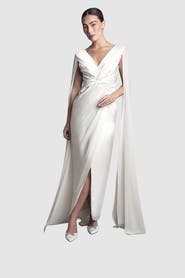 Coast Cape Sleeve Satin Maxi Dress