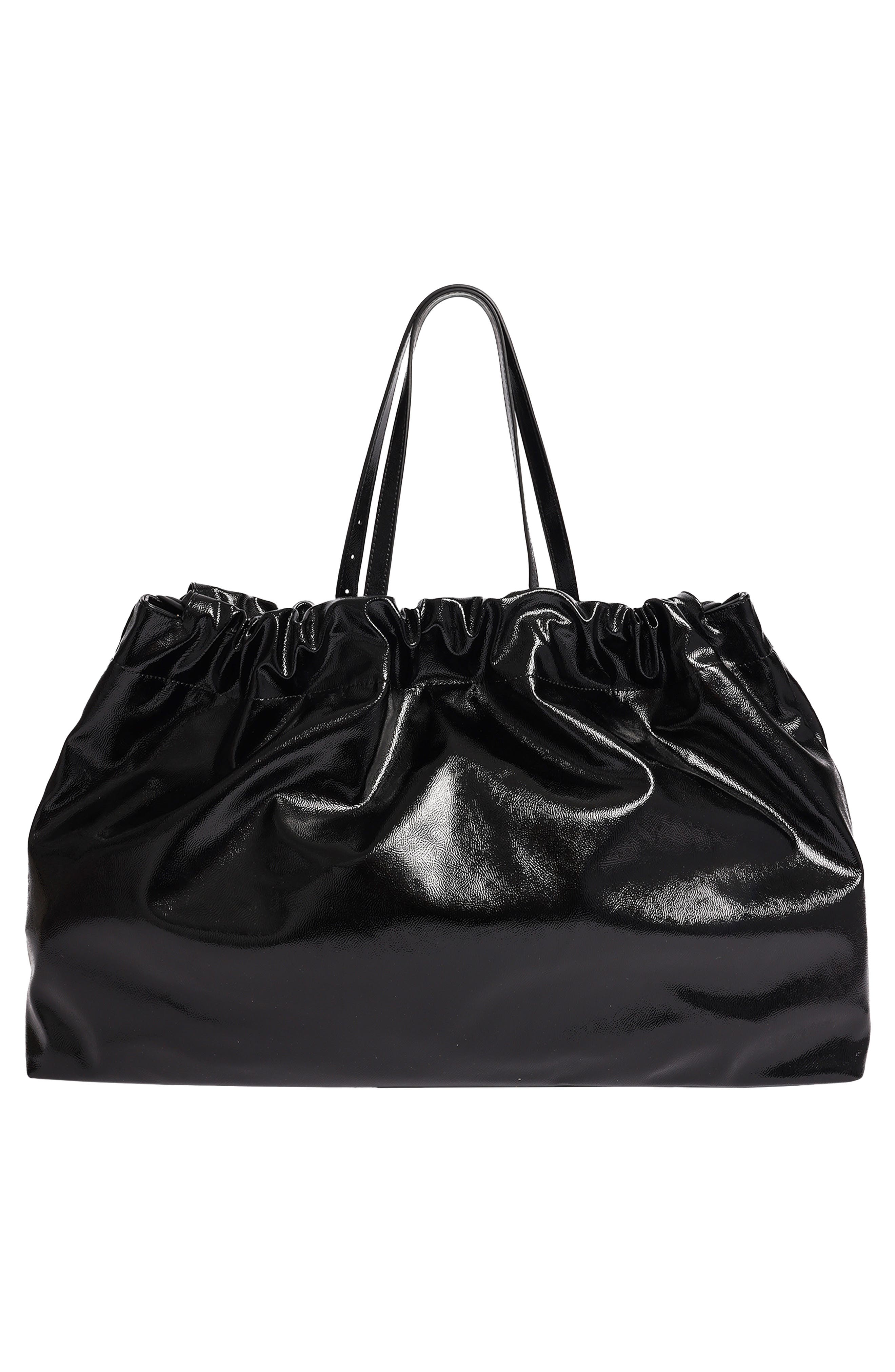 Riverside Oversized Faux Leather Tote, Alternate, color, BLACK
