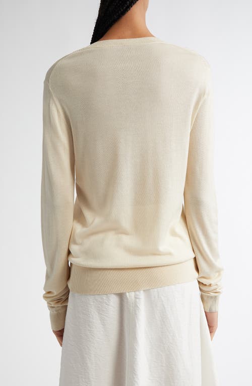 Totême Toteme Fine Silk & Cupro Crewneck Sweater In Ecru