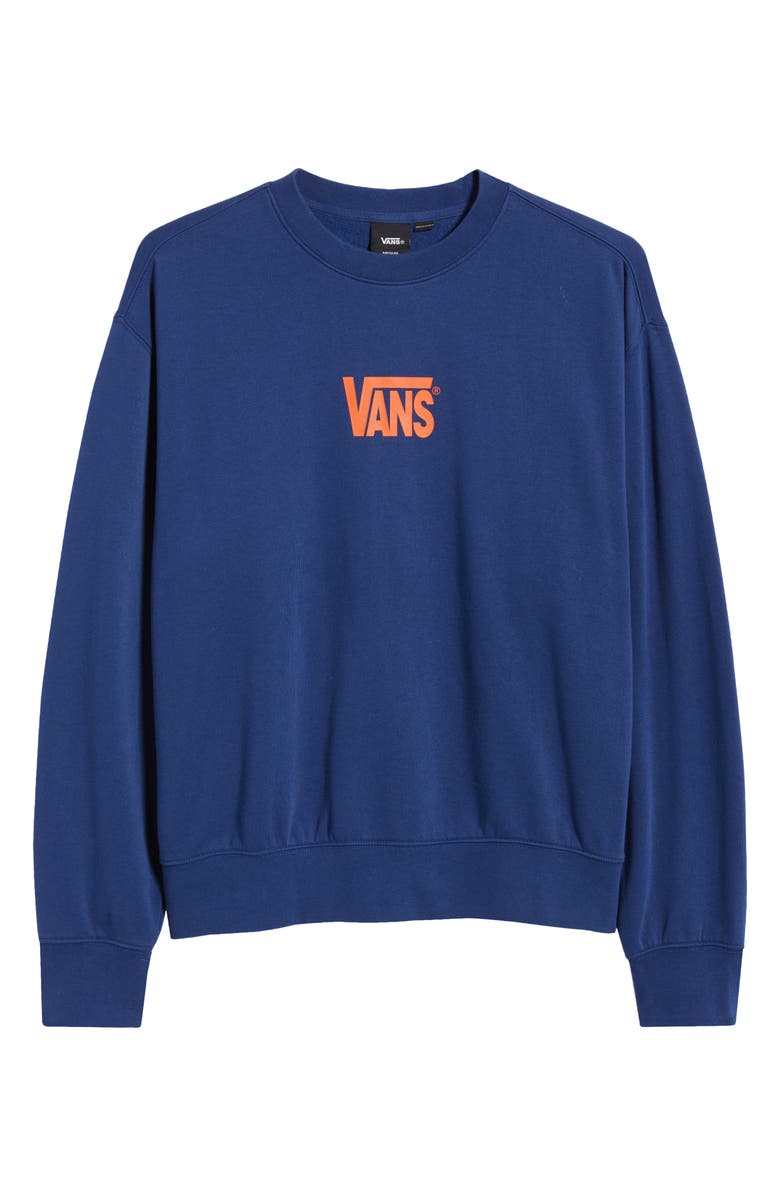 Vans Logo Crewneck Sweatshirt, Main, color, Deep Indigo-Flame