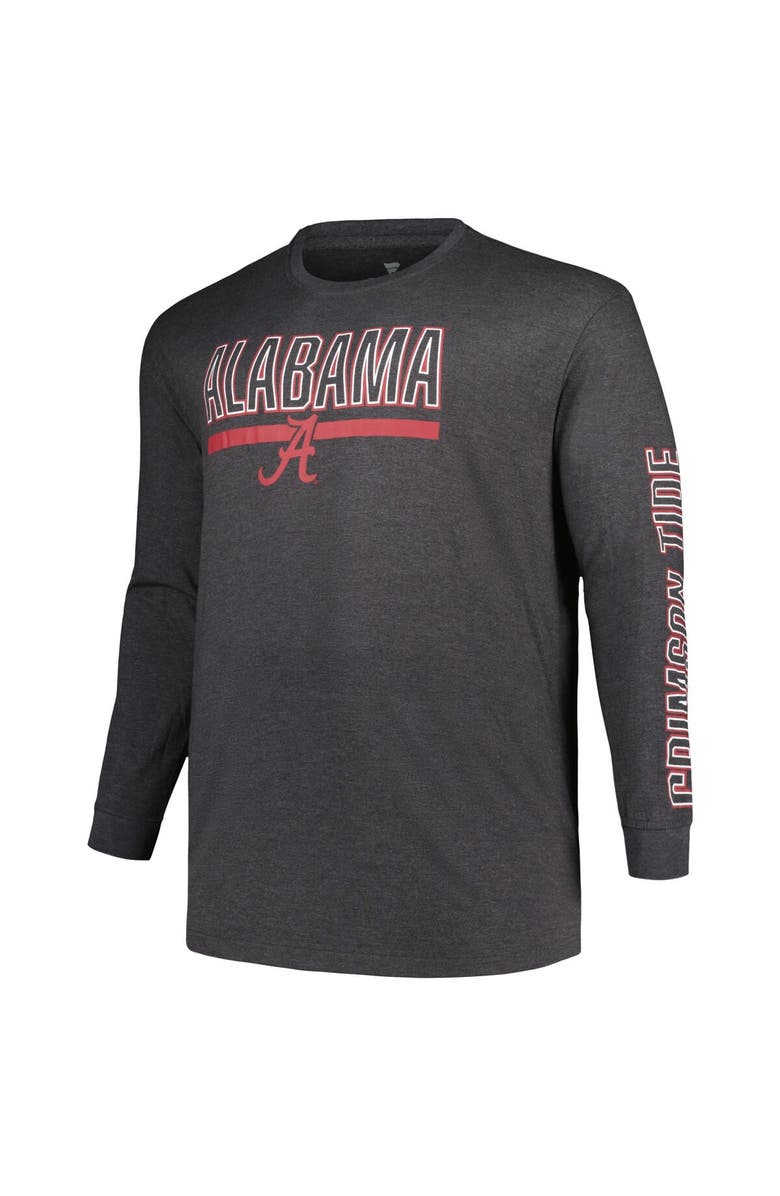 PROFILE Men's Profile Heather Charcoal Alabama Crimson Tide Big & Tall Two-Hit Graphic Long Sleeve T-Shirt, Alternate, color, 