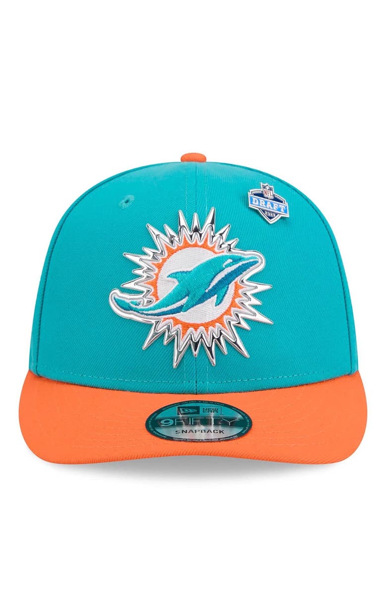 New Era Men's New Era  Aqua/Orange Miami Dolphins 2026 NFL Draft On Stage Pre-Curved 9FIFTY Snapback Hat, Alternate, color, Aqua