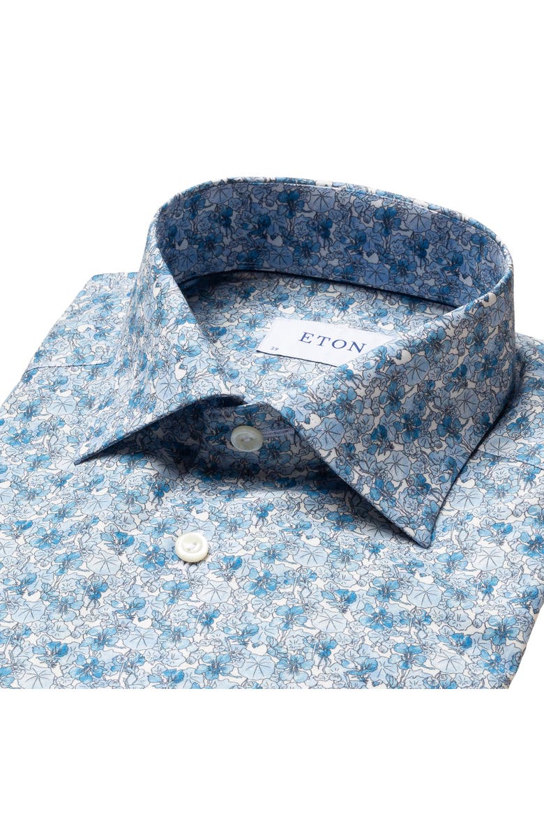 Eton Contemporary Fit Floral Dress Shirt, Alternate, color, Blue