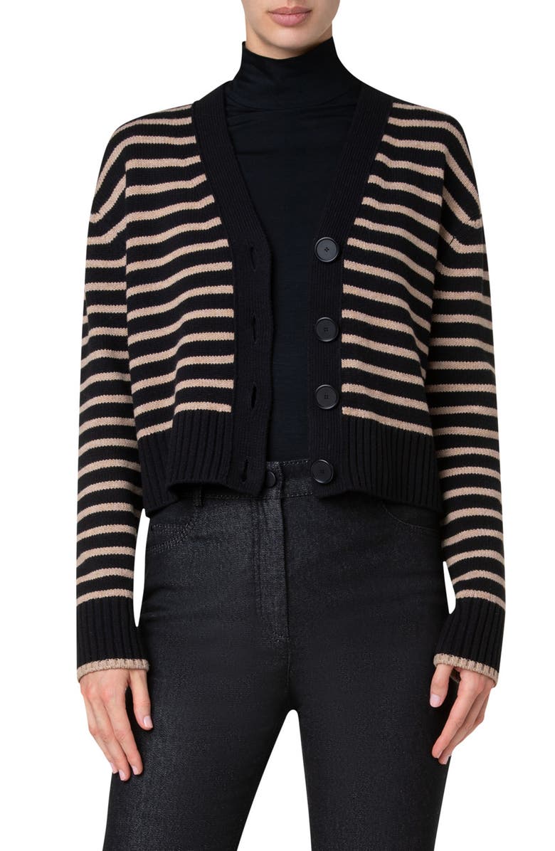 Akris punto Stripe Wool & Cashmere Cardigan, Main, color, 
