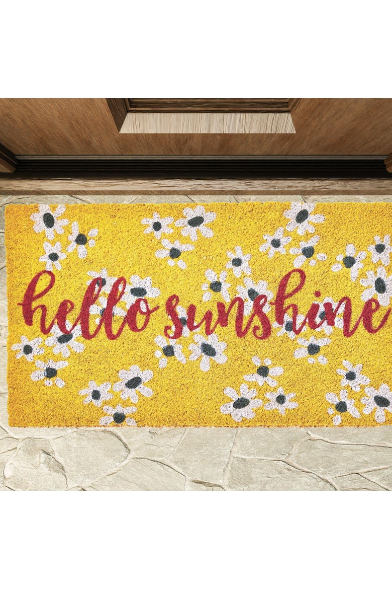 Hello Sunshine PVC Coir Door Mat Everyday Multicolor Doormat, Alternate, color, Yellow