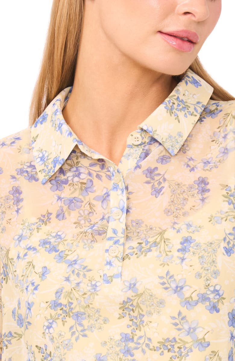 Halogen<sup>®</sup> Floral Print Woven Shirt, Alternate, color, Pastel Yellow