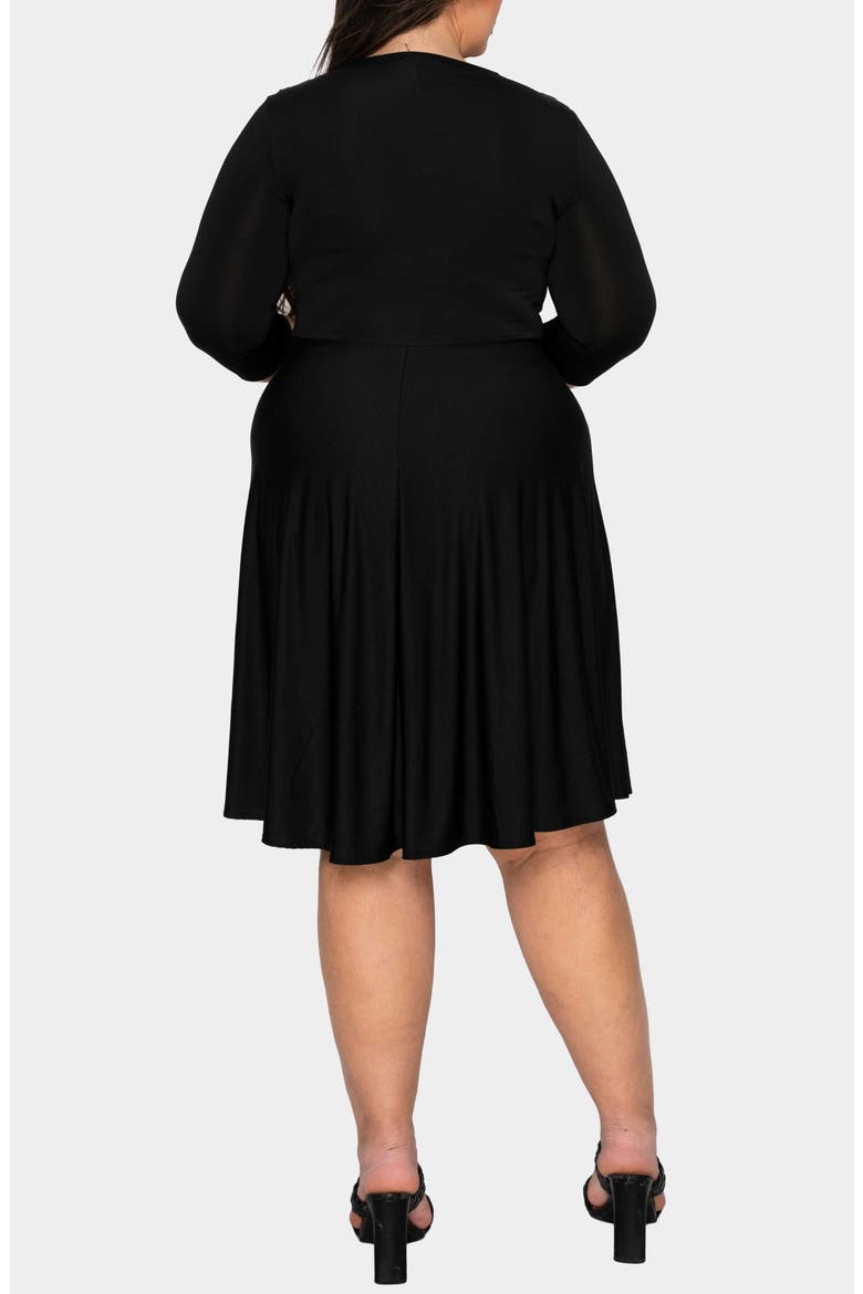 Amoretti Cowl Neck Flare Dress, Alternate, color, BLACK