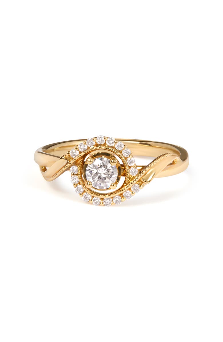 Haus of Brilliance 14K Yellow Gold 1/3 Cttw Diamond Solitaire and Halo Swirl Engagement Ring, Main, color, Yellow