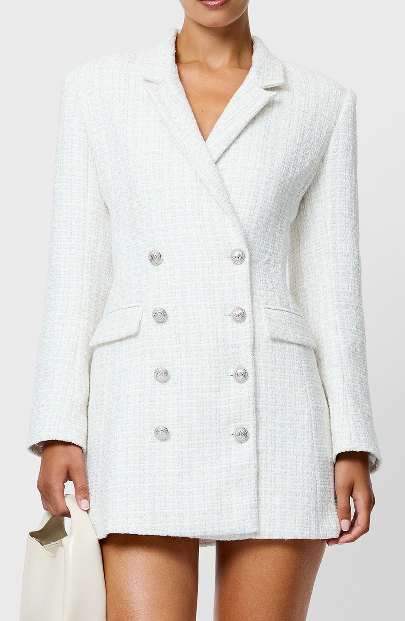 French Connection Scattered Tinsel Long Sleeve Double Breasted Minidress