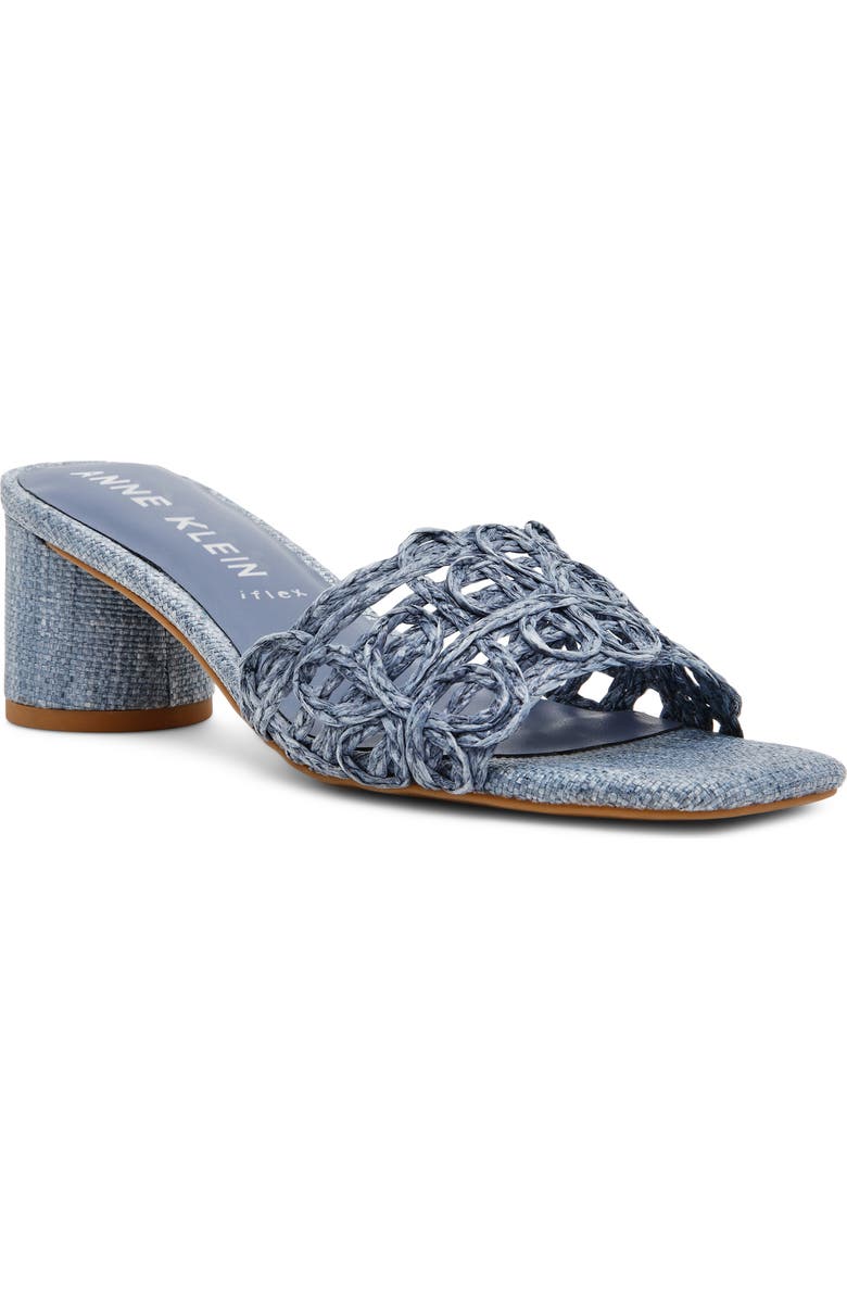 Anne Klein Flores Slide Sandal, Main, color, Blue Raffia