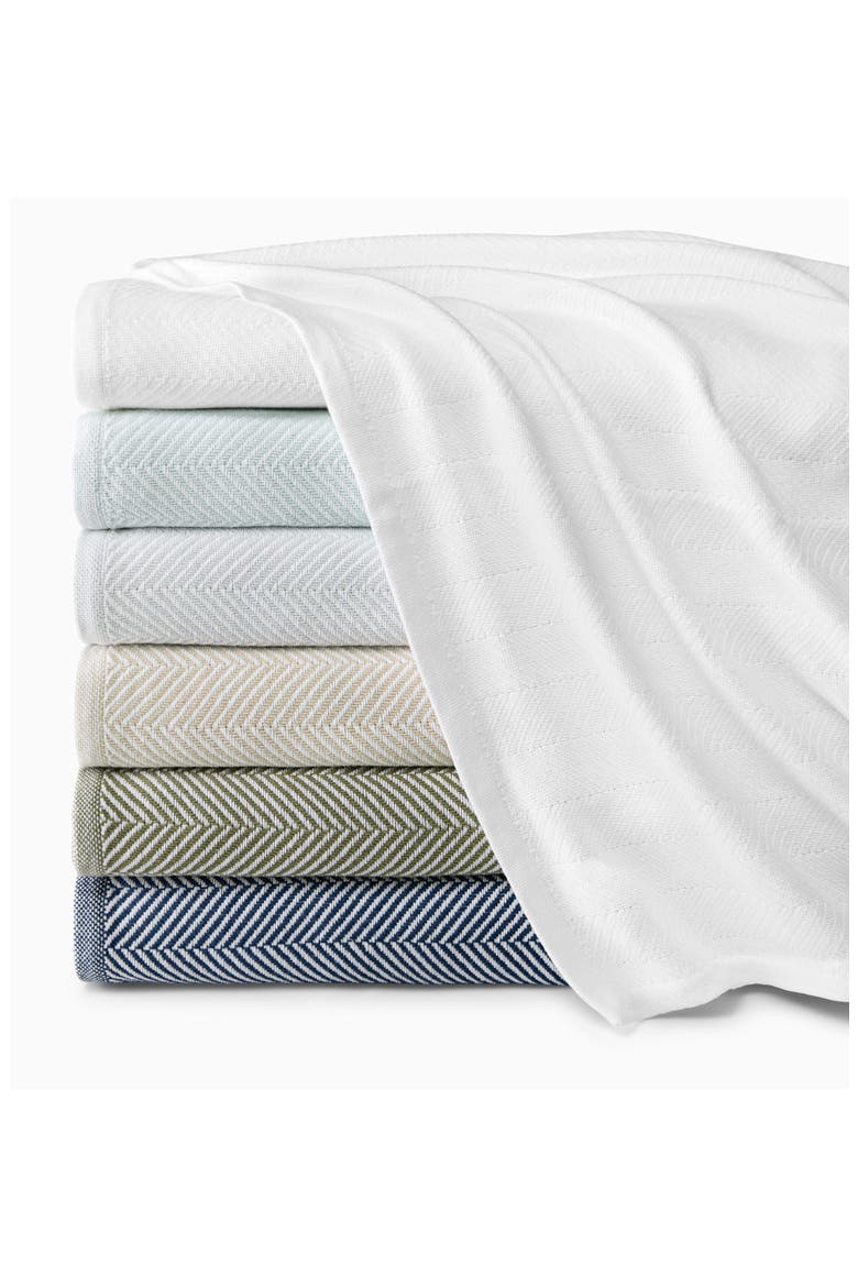 Camilo Herringbone Cotton Blanket, Alternate, color, WHITE/ WHITE