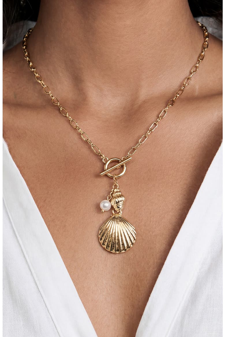 Seaside Toggle Charm Necklace, Alternate, color, GOLD