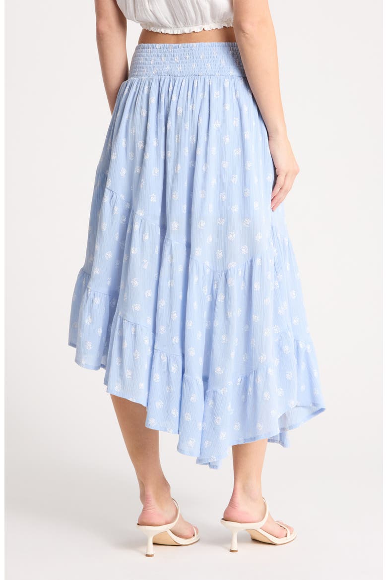 Tiered Asymmetric Skirt, Alternate, color, BLUE WHITE CLIP FLORAL