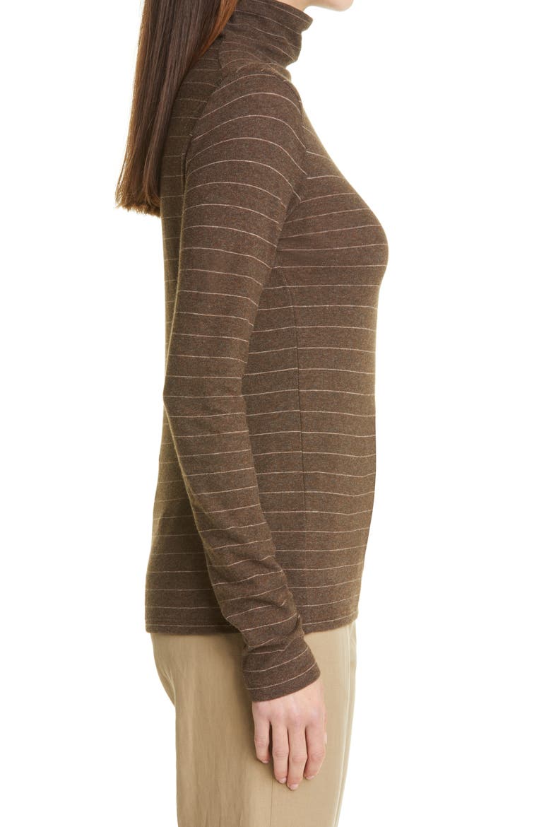 Hazy Chalk Stripe Turtleneck Top, Alternate, color, DARK WALNUT/ HEATHER GRANITE