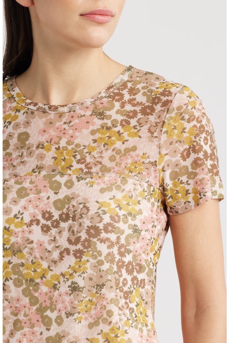 Floral Crewneck T-Shirt, Alternate, color, DIJON/ CONCH