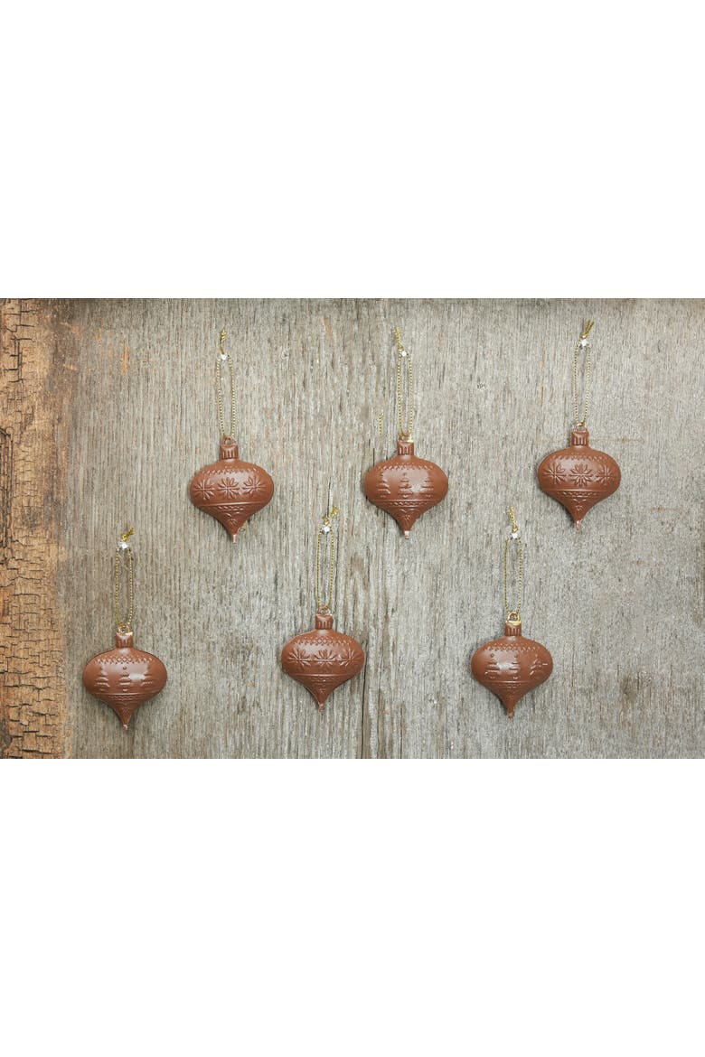 Brown Ornaments Set of 6, Alternate, color, Brown
