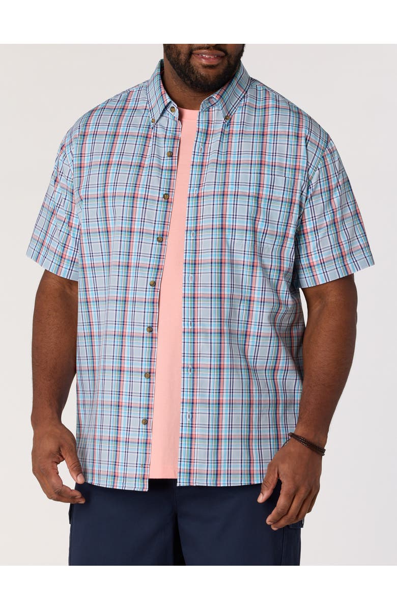 Harbor Bay by DXL Big & Tall Easy-Care Medium Plaid Sport Shirt V8, Main, color, Blue Multi