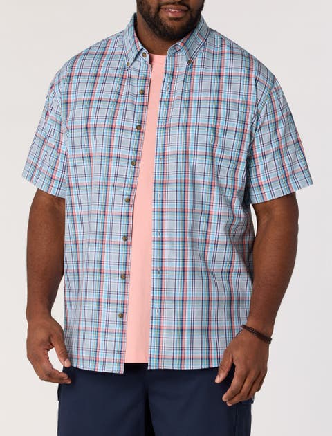 Big & Tall Easy-Care Medium Plaid Sport Shirt V8
