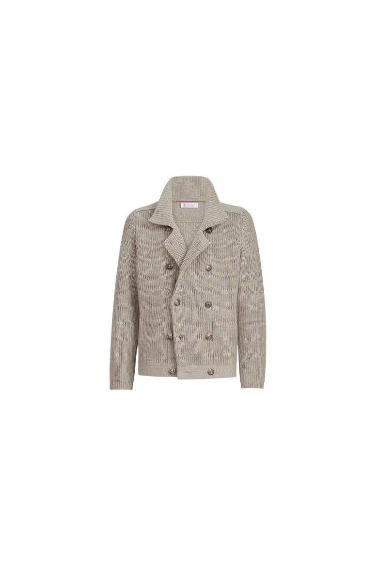 Cashmere half english rib mariner cardigan, Alternate, color, Light Brown
