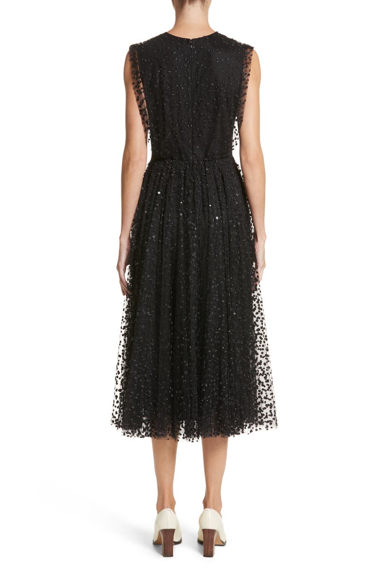 Sparkle Dot Tulle Midi Dress, Alternate, color, BLACK