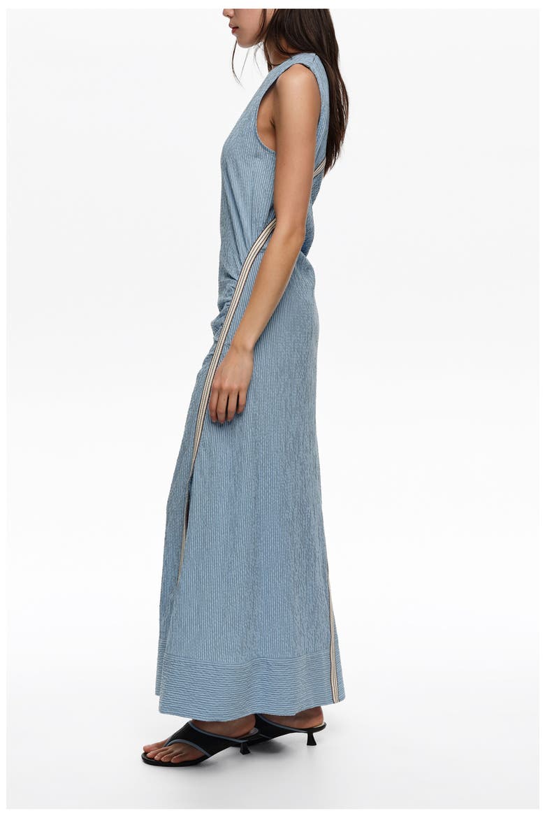 Sleeveless Dress With Striped Overlay Strap, Alternate, color, LIGHT BLUE