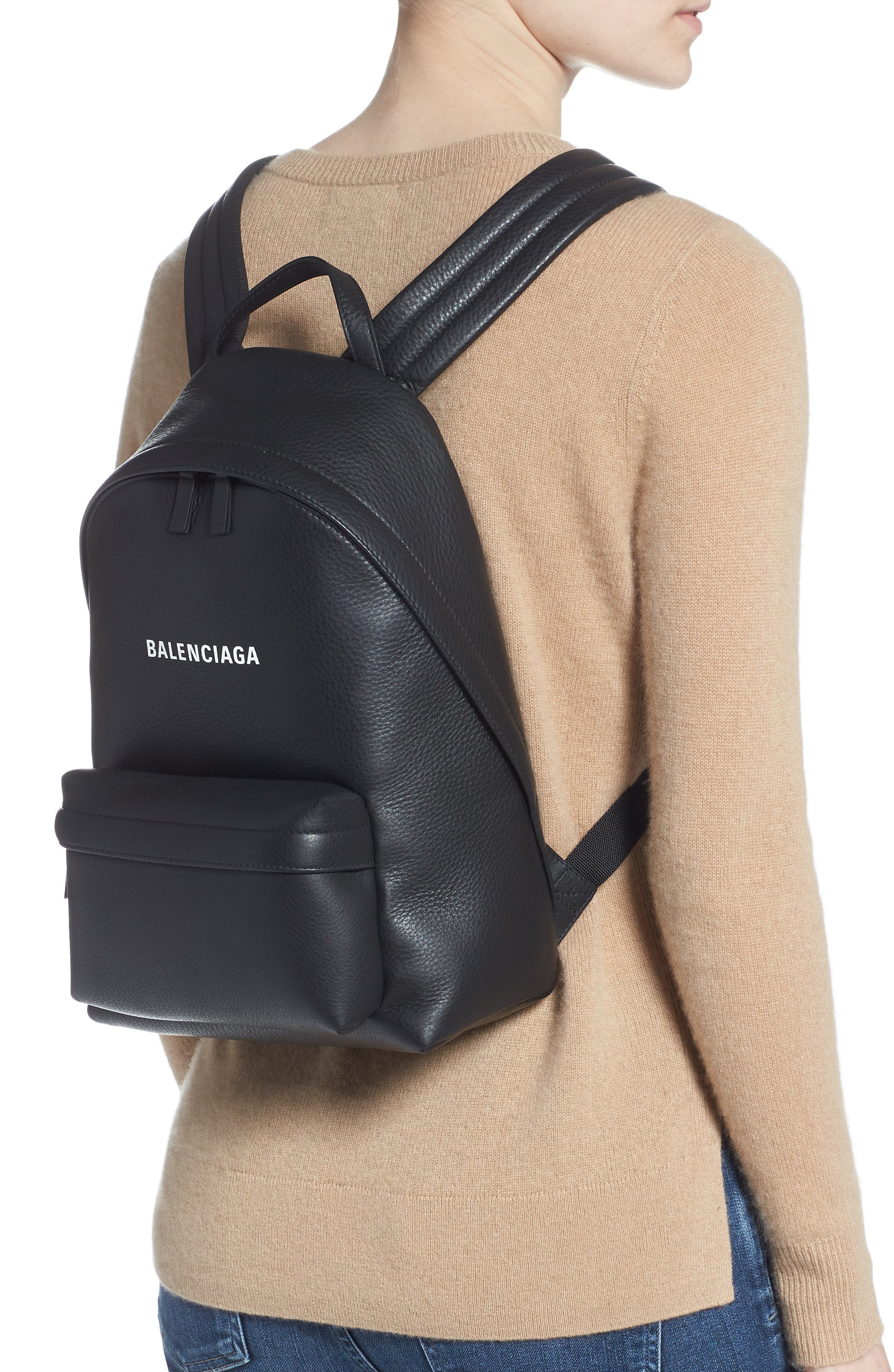 Balenciaga Everyday Calfskin Leather Backpack, Alternate, color, 