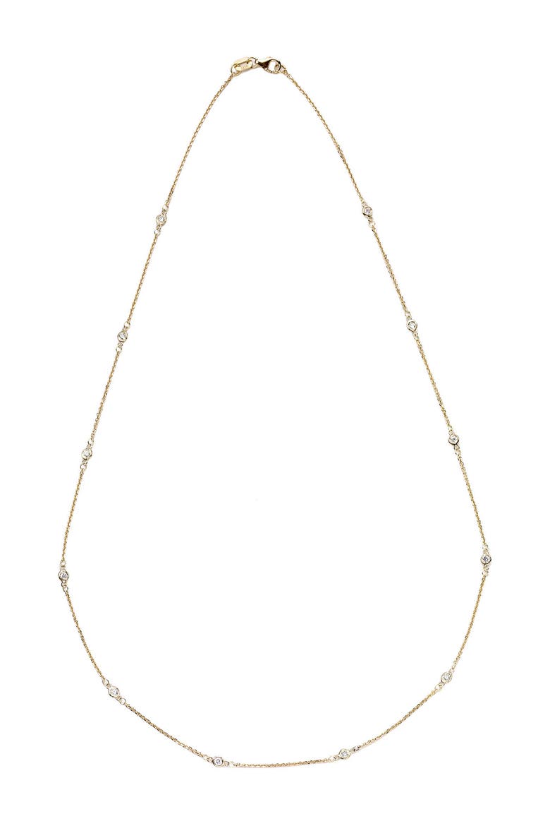 14K Gold Diamond Station Necklace - 0.30 ctw, Main, color, GOLD