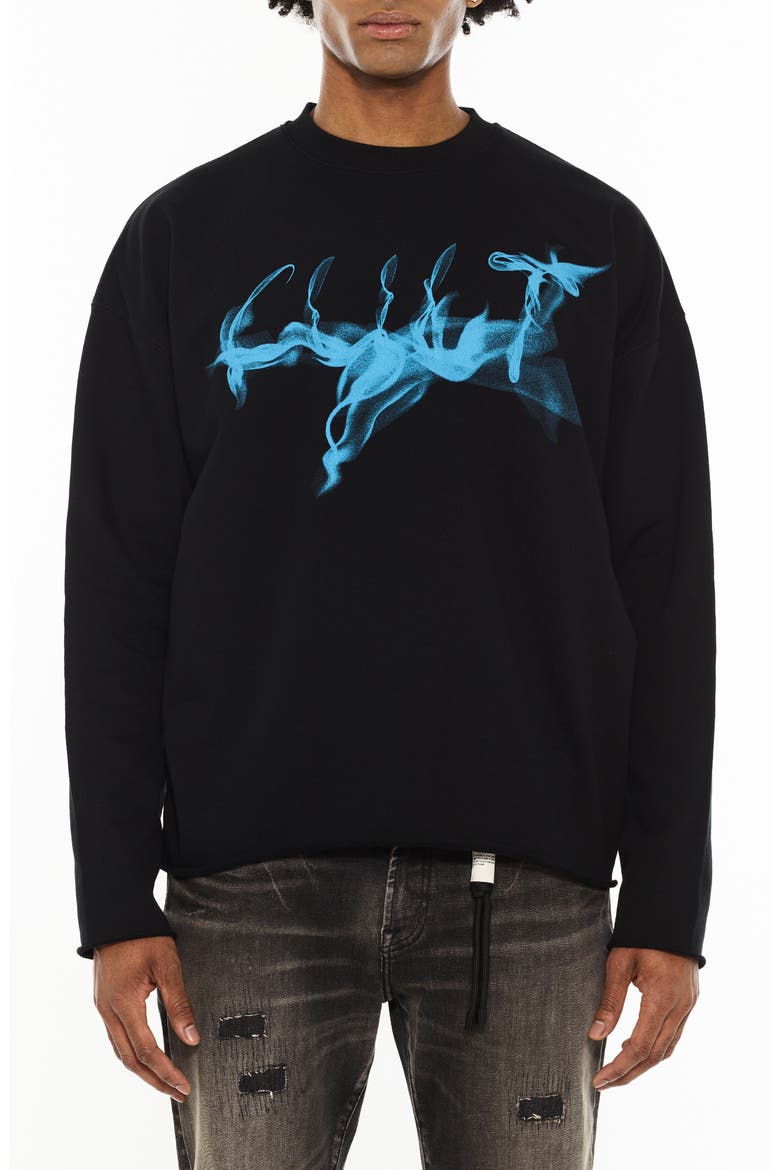 Graphic Cotton Fleece Sweatshirt, Main, color, BLACK
