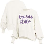 PRESSBOX Women's Pressbox Cream Kansas State Wildcats Oversized Chelsea Waist Length Pullover Sweatshirt