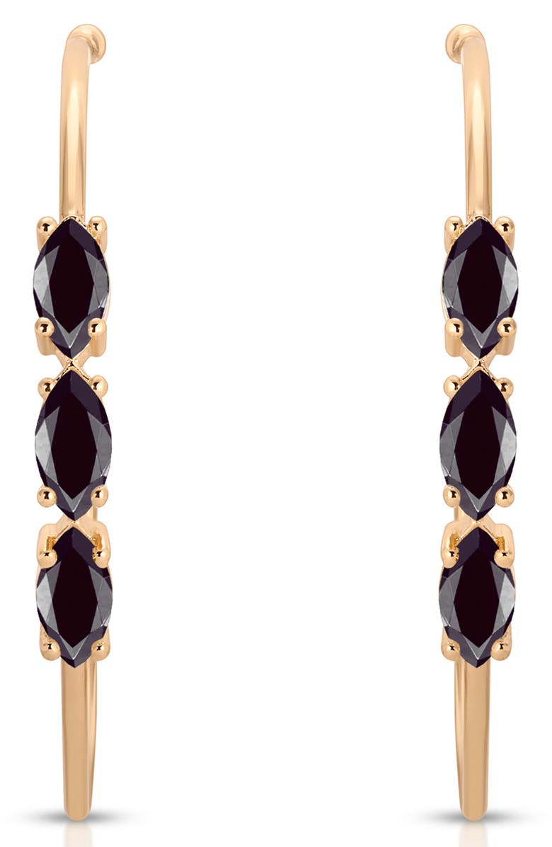 Ettika Triple Marquise Cubic Zirconia Hoop Earrings, Alternate, color, Black