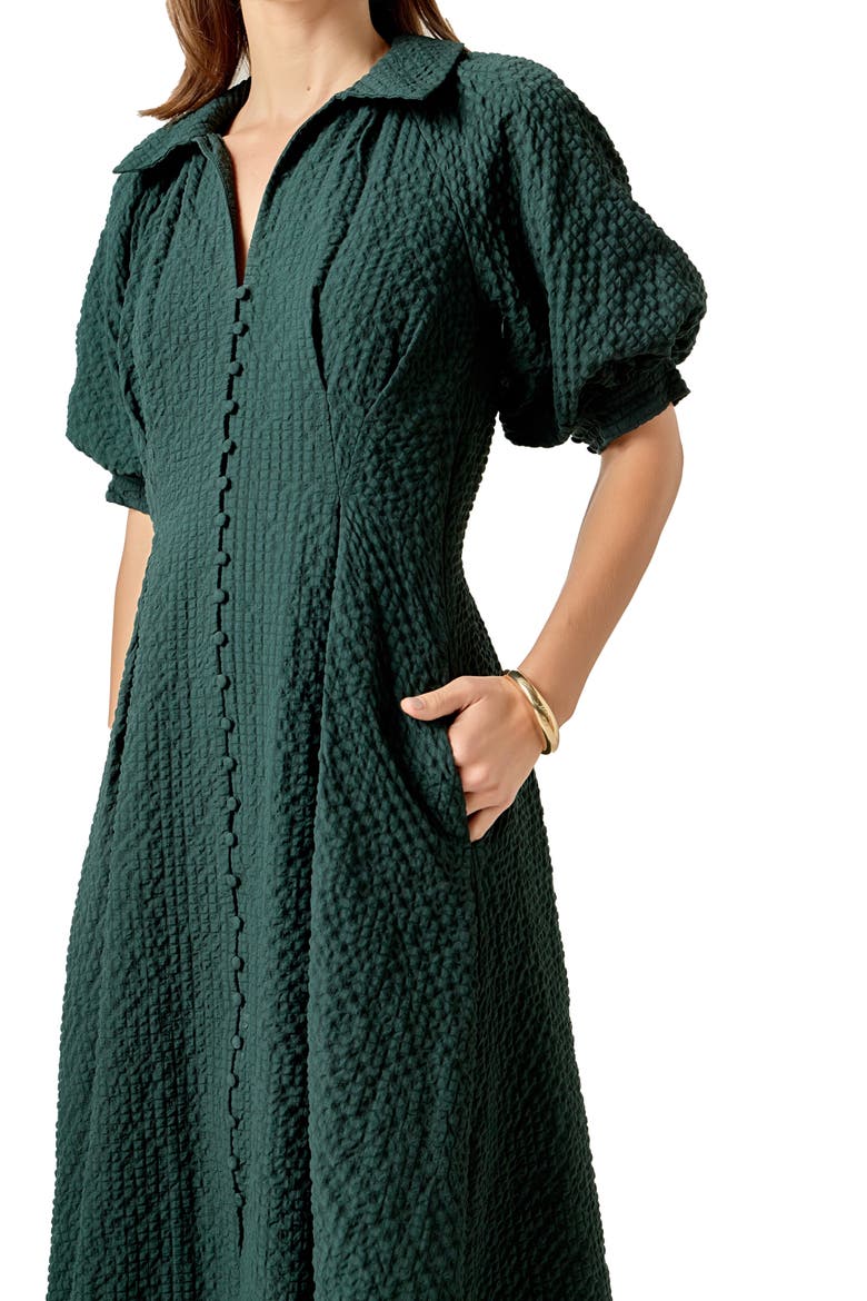 Button Front Maxi Dress, Alternate, color, DARK GREEN