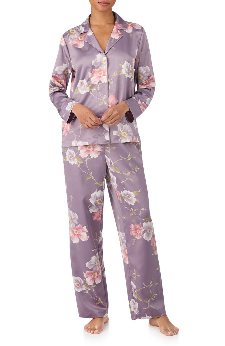 Lauren Ralph Lauren Floral Satin Pajamas, Main, color, Orchid Print