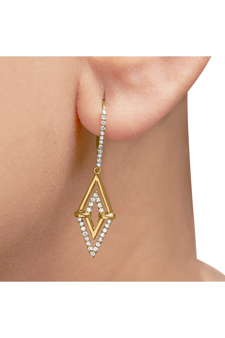 14K Yellow Gold 3/8 Ct Double Triangle Drop and Dangle Diamond Earrings, Alternate, color, Yellow