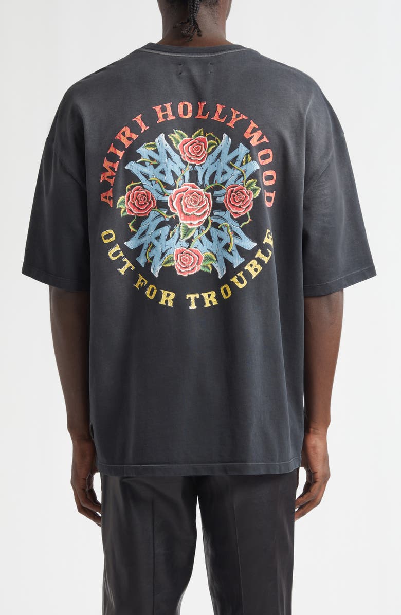 AMIRI Oversize Out for Trouble Graphic T-Shirt, Alternate, color, Black