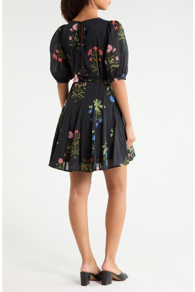 Deliah Floral Print Godet Minidress, Alternate, color, BLACK-FLORAL