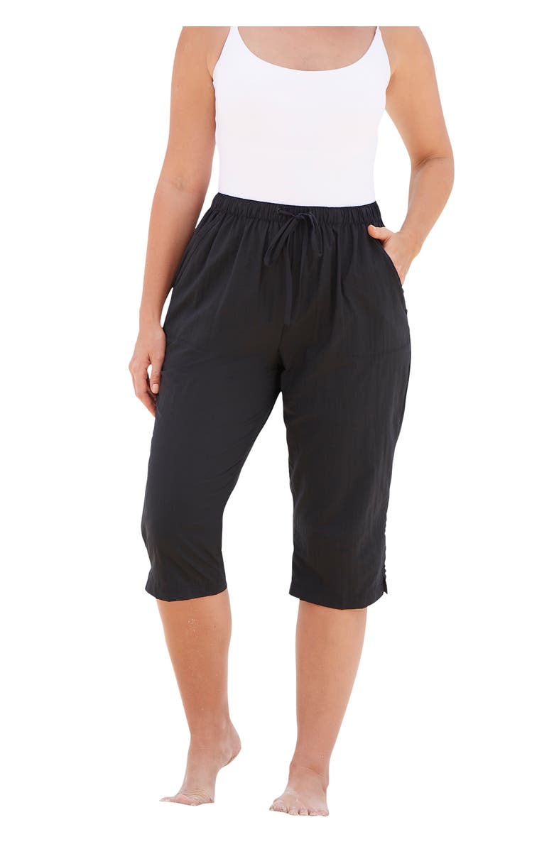 Swim 365 Taslon<sup>®</sup> Cover Up Capri Pant, Main, color, Black