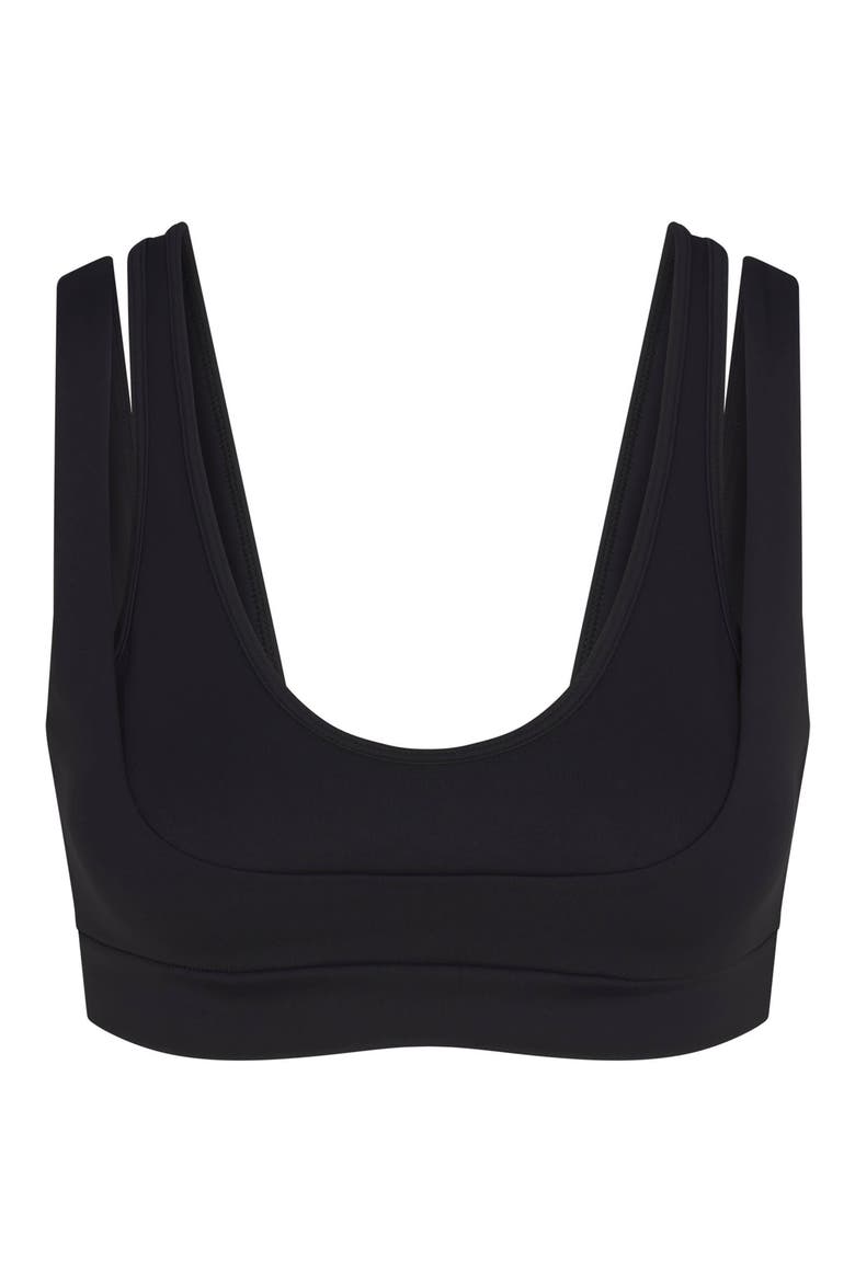 Matte Double Strap Scoop Bra, Alternate, color, OBSIDIAN