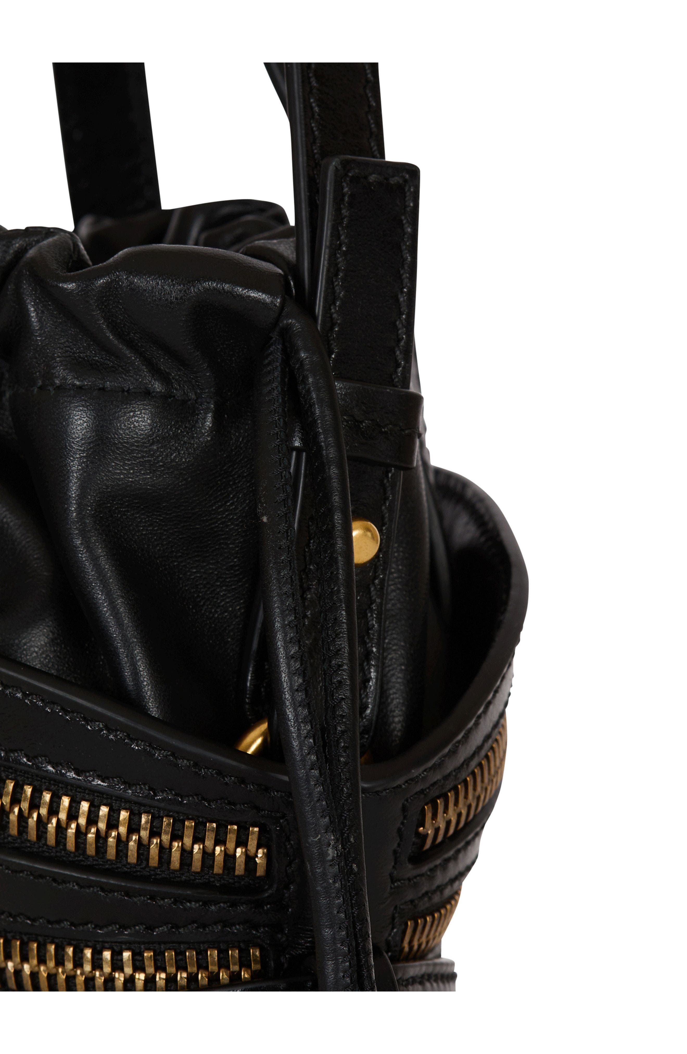 Balmain Mini Shuffle Zips bag in calfskin leather, Alternate, color, 