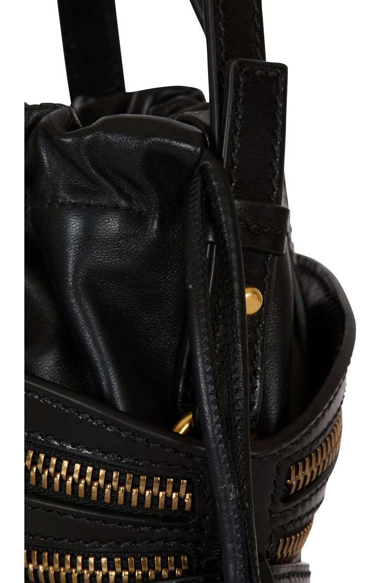 Balmain Mini Shuffle Zips bag in calfskin leather, Alternate, color, Black