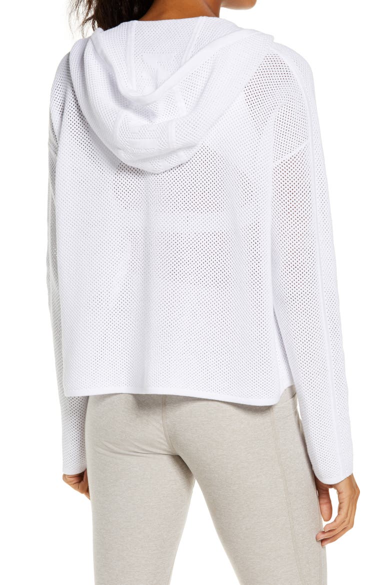 Moto Mesh Zip Hoodie, Alternate, color, WHITE