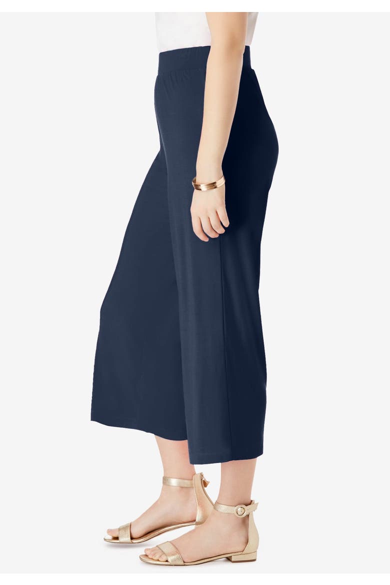 Everyday Stretch Knit Wide Leg Crop Pant, Alternate, color, NAVY