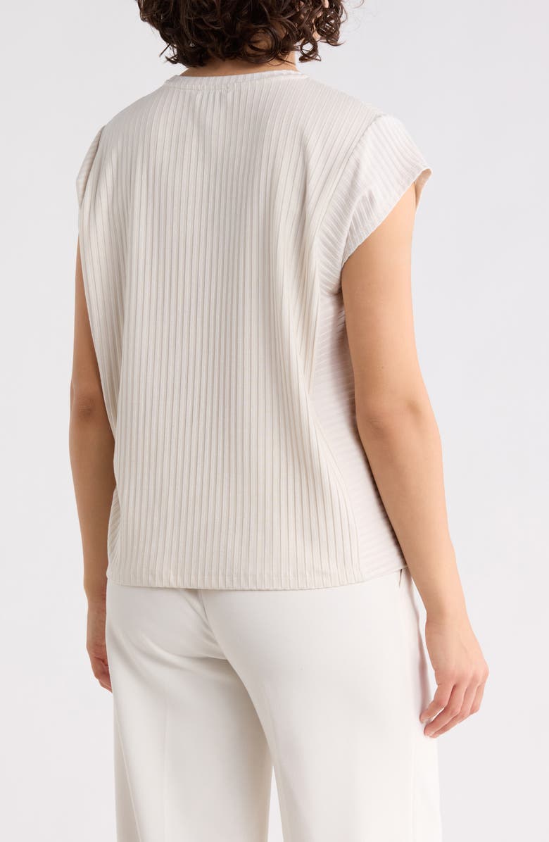 Eileen Fisher Textured Stretch Rib Crewneck Top, Alternate, color, Bone