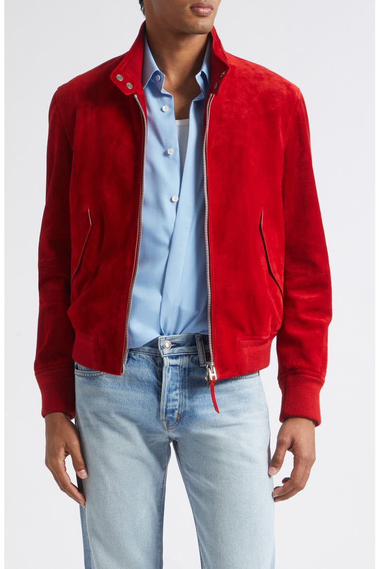 Suede Harrington Jacket, Main, color, RAI RUBINO